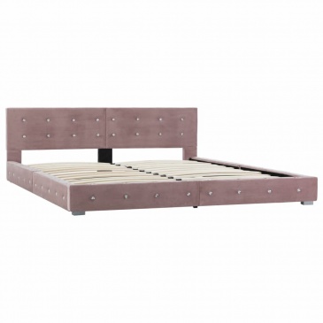 Łóżko z materacem memory, różowe, aksamit, 180 x 200 cm