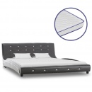 Łóżko z materacem memory, szare, sztuczna skóra, 160 x 200 cm