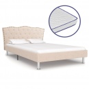 Łóżko z materacem memory, tkanina, beżowe, 120x200 cm