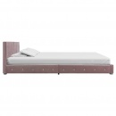 Łóżko z materacem, różowe, aksamit, 160 x 200 cm
