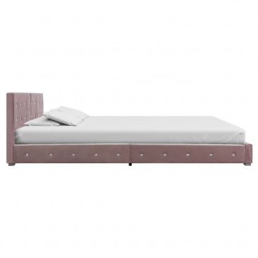 Łóżko z materacem, różowe, aksamit, 180 x 200 cm