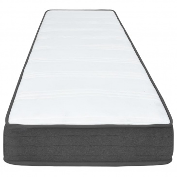 Łóżko z materacem sprężynowym, ciemnoszare, tkanina, 90x200 cm