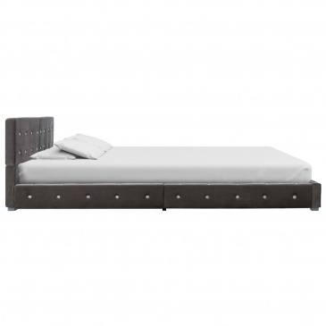 Łóżko z materacem, szare, aksamit, 180 x 200 cm