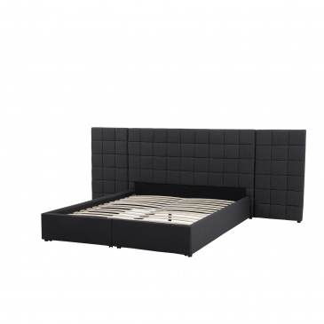 Łóżko z szufladami tapicerowane 180 x 200 cm szare MILLAU