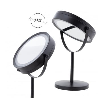 Lusterko do makijażu stojące z podświetleniem led czarne - yoka