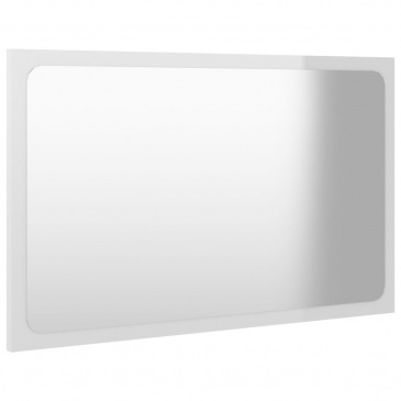 Lustro łazienkowe, wysoki połysk, białe, 60x1,5x37 cm, płyta