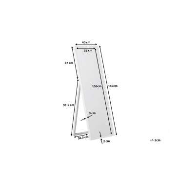 Lustro stojące białe 40 x 140 cm Bonnano