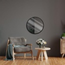 Lustro w czarnej drewnianej ramie okrągłe ścienne łazienkowe do salonu czarne 40 cm