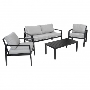 Meble ogrodowe aluminiowe sofa + dwa fotele + stolik