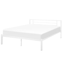 Metalowe białe łóżko ze stelażem 180 x 200 cm CUSSET Metalowe białe łóżko ze stelażem 180 x 200 cm CUSSET