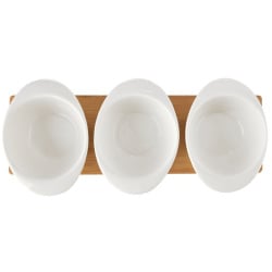 Miseczki na przekąski porcelanowe białe na tacy whiteline 32 cm 7 el.