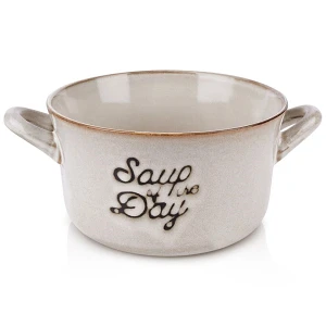 Miska na zupę, bulionówka do zupy, ceramiczna, 650 ml, Szara