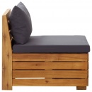 Moduł sofy środkowej, 1 szt, z poduszkami, lite drewno akacjowe
