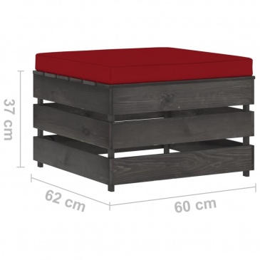 Modułowy stołek z poduszką, impregnowane na szaro drewno