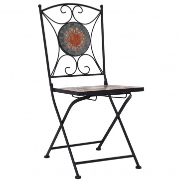 Mozaikowe krzesła bistro, 2 szt, pomarańczowo-szare