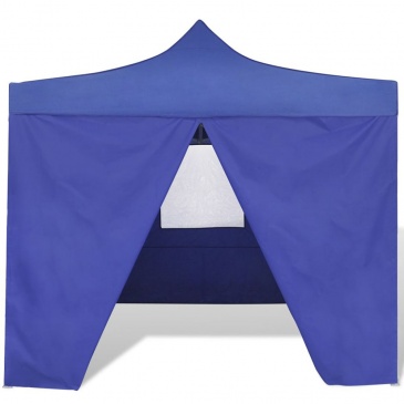 Niebieski, składany namiot, 3 x 3 m, z 4 ściankami