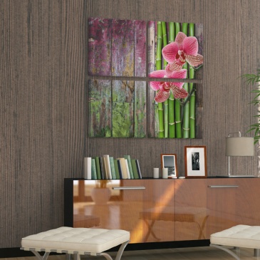 Obraz - Bambus i orchidea (40x40 cm)