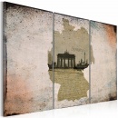 Obraz - map: Germany, Brandenburg Gate - triptych (60x40 cm)