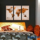 Obraz - Map of the World - Desert storm - triptych (60x40 cm)