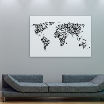 Obraz - Mapa świata - alfabet (60x40 cm)