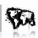 Obraz - Mapa świata w czerni i bieli (60x30 cm)