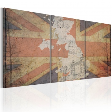 Obraz - Mapa Wielkiej Brytanii (Vintage) (60x30 cm)