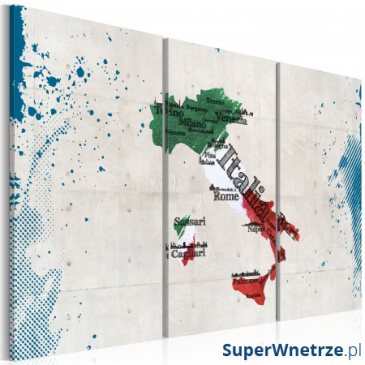 Obraz - Mapa Włoch - tryptyk (60x40 cm)