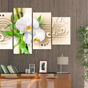 Obraz - Orchidee, babmbus i zen (100x50 cm)