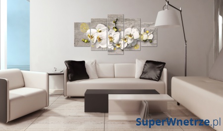 Obraz - Sunny orchids - 5 pieces (100x50 cm)