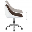 Obrotowe krzesła stołowe, 2 szt., brązowo-białe, ekoskóra