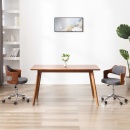 Obrotowe krzesła stołowe, 2 szt., szare, gięte drewno i tkanina