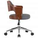 Obrotowe krzesła stołowe, 2 szt., szare, gięte drewno i tkanina