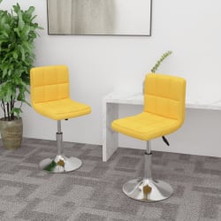 Obrotowe krzesła stołowe, 2 szt., żółte, obite tkaniną