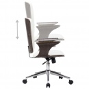 Obrotowe krzesło biurowe, białe, sztuczna skóra i gięte drewno