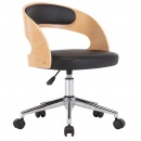 Obrotowe krzesło biurowe, czarne, gięte drewno i sztuczna skóra