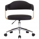 Obrotowe krzesło konferencyjne czarne gięte drewno i sztuczna skóra