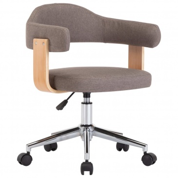 Obrotowe krzesło konferencyjne taupe gięte drewno i tkanina