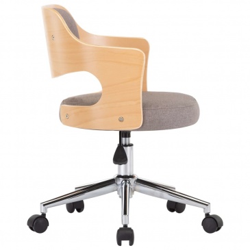 Obrotowe krzesło konferencyjne taupe gięte drewno i tkanina