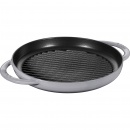 Okrągła patelnia żeliwna grillowa Staub z dwoma uchwytami - 26 cm, Grafitowy