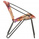 Okrągłe krzesło, wielokolorowe, z tkaniny chindi