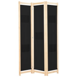 Parawan 3-panelowy, czarny, 120x170x4 cm, tkanina Parawan 3-panelowy, czarny, 120x170x4 cm, tkanina