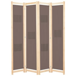 Parawan 4-panelowy, brązowy, 160x170x4 cm, tkanina Parawan 4-panelowy, brązowy, 160x170x4 cm, tkanina