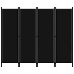 Parawan 4-panelowy, czarny, 200 x 180 cm