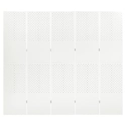 Parawan 5-panelowy, biały, 200 x 180 cm, stalowy