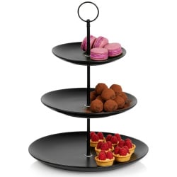 Patera porcelanowa czarna 3-piętrowa 34 cm