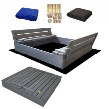 Piaskownica zamykana drewniana duża 120cm szara