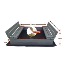 Piaskownica zamykana drewniana duża 120cm szara