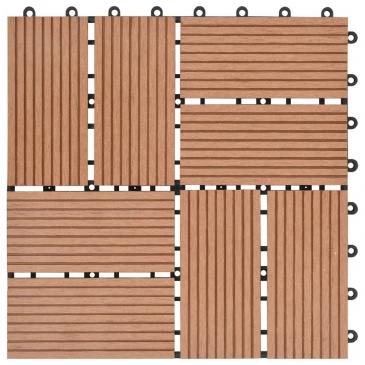 Płytki tarasowe, 11 szt., WPC, 30 x 30 cm, 1 m², brązowe