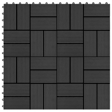 Płytki tarasowe, 22 szt., 30 x 30 cm, 2 m², WPC, czarne