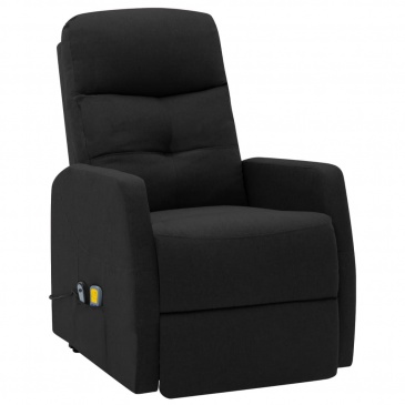 Podnoszony fotel masujący, rozkładany, czarny, tkanina
